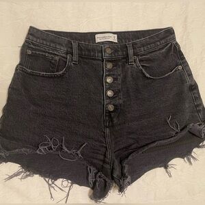 A&F High waisted black denim shorts